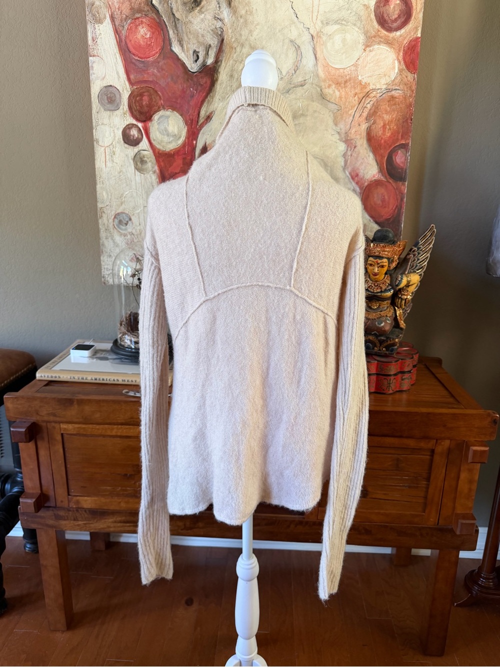 Free People Cream Draped Cowl-Neck Knit Sweater - Picture 3 of 6